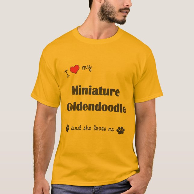 T-shirts Eu amo meu Goldendoodle diminuto (o cão fêmea) (Frente)