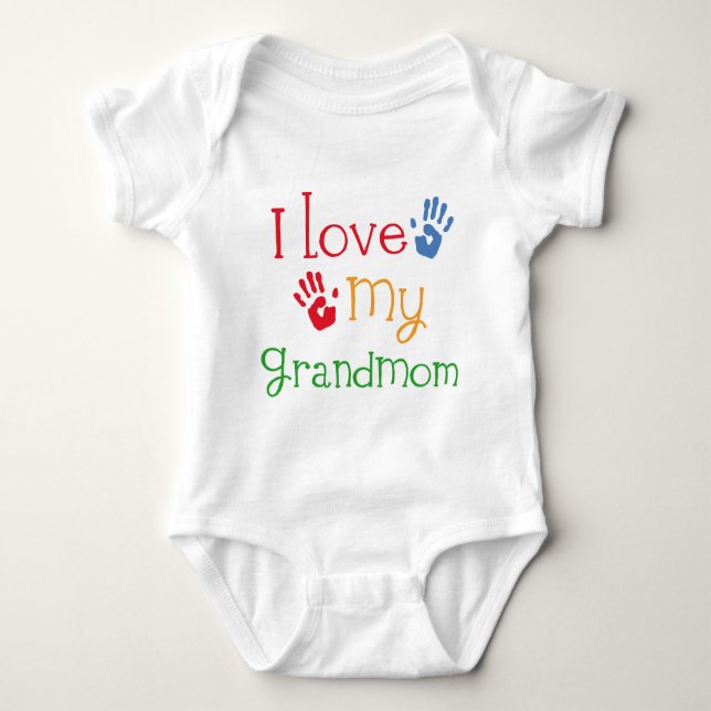 T-shirts Eu amo meu Grandmom Handprints (Frente)