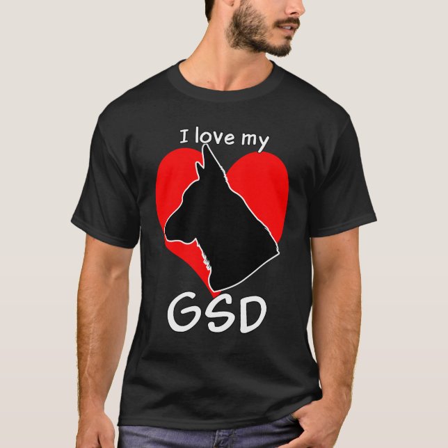 T-shirts Eu amo meu GSD! - Obscuridade (Frente)