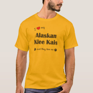 T-shirts Eu amo meu Klee do Alasca Kais (os cães múltiplo