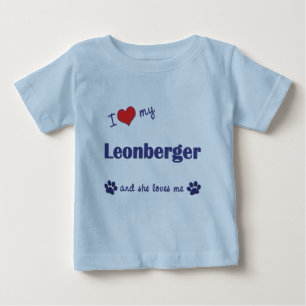 T-shirts Eu amo meu Leonberger (o cão fêmea)