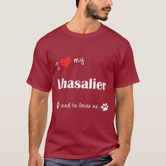 T-shirts Eu amo meu Lhasalier (o cão masculino) (Frente)