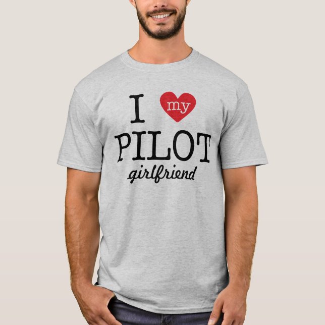 T-shirts Eu amo meu namorada piloto (Frente)