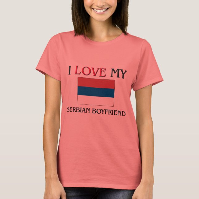 T-shirts Eu Amo Meu Namorado Sérvio (Frente)
