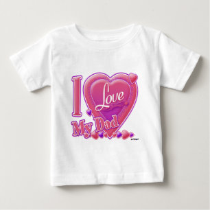 T-shirts Eu amo meu Pai rosa/roxo - coração