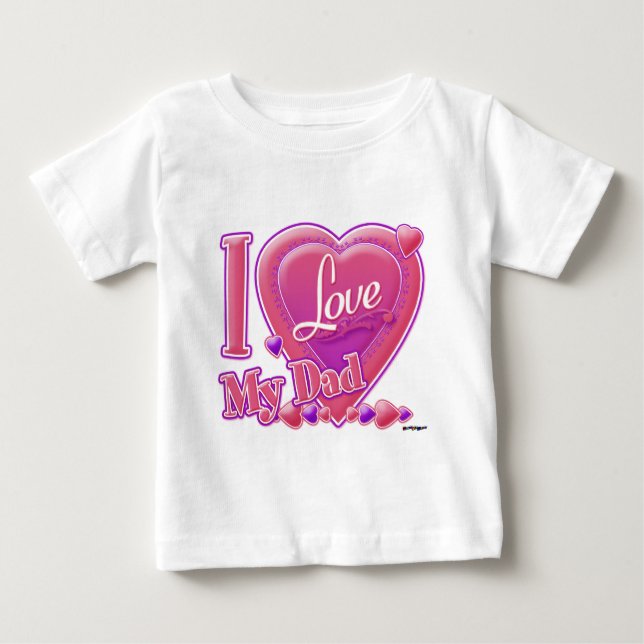T-shirts Eu amo meu Pai rosa/roxo - coração (Frente)