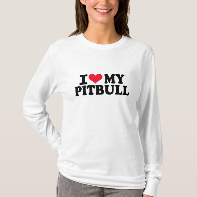 T-shirts Eu amo meu Pitbull (Frente)