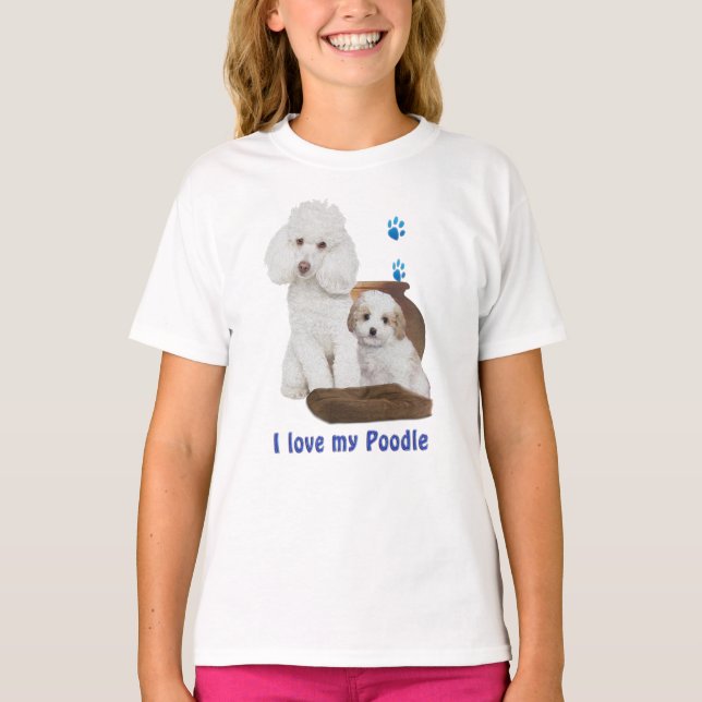T-shirts Eu amo meu poodle (Frente)
