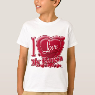 T-shirts Eu Amo Meu Primo coração vermelho