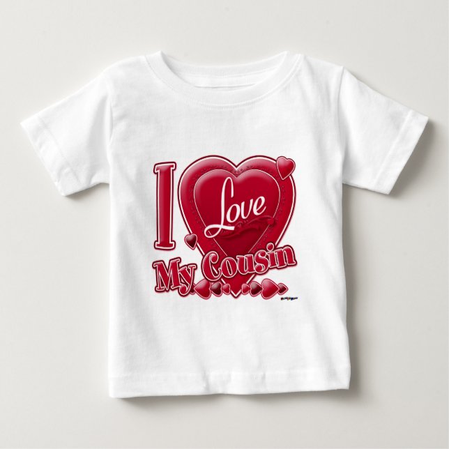 T-shirts Eu amo meu primo vermelho (Frente)