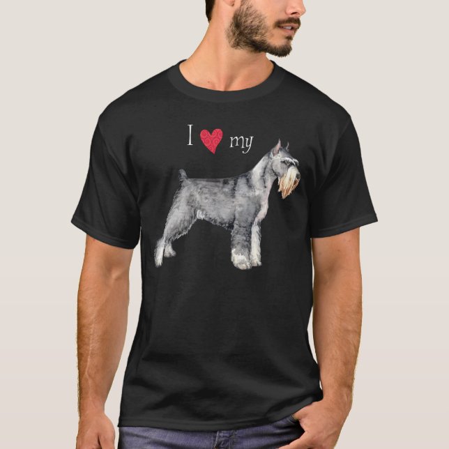 T-shirts Eu amo meu Schnauzer padrão (Frente)