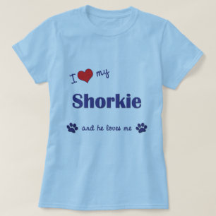 T-shirts Eu amo meu Shorkie (o cão masculino)