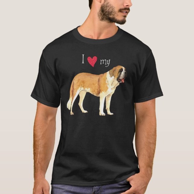T-shirts Eu amo meu St Bernard (Frente)