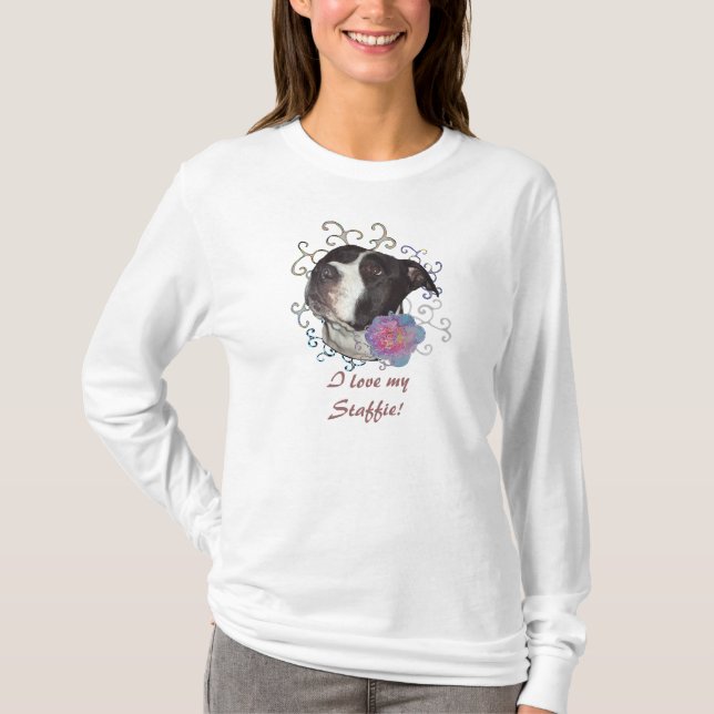 T-shirts Eu amo meu Staffie! (Frente)