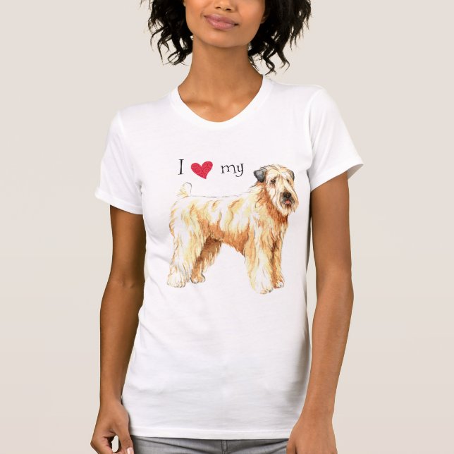 T-shirts Eu amo meu Terrier Wheaten revestido macio (Frente)