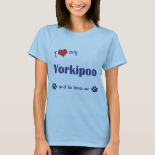 T-shirts Eu amo meu Yorkipoo (o cão masculino)