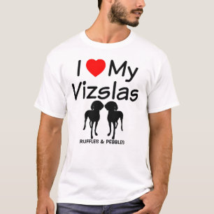 T-shirts Eu Amo Meus Dois Cachorros Vizsla