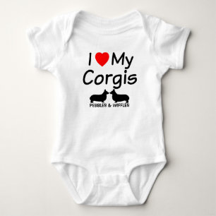 T-shirts Eu Amo Meus Dois Corgis