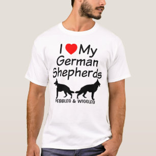 T-shirts Eu Amo Meus Dois German shepherd