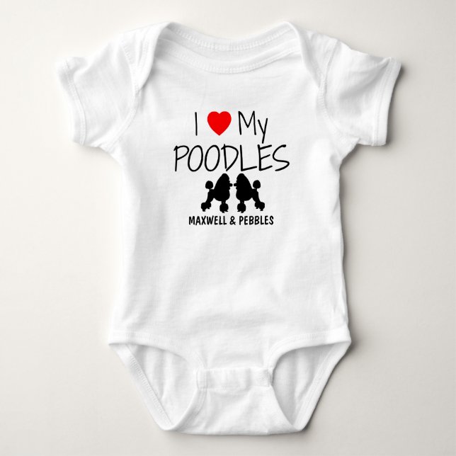 T-shirts Eu Amo Meus Dois Poodles (Frente)