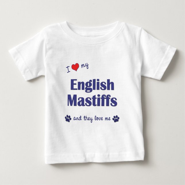T-shirts Eu amo meus Mastiffs ingleses (os cães múltiplos) (Frente)