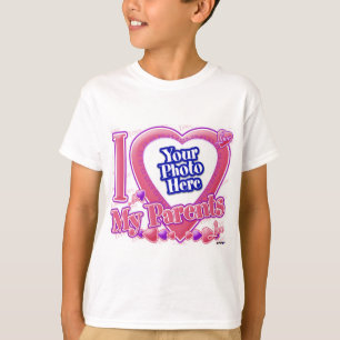 T-shirts Eu amo meus pais rosa/roxo - foto