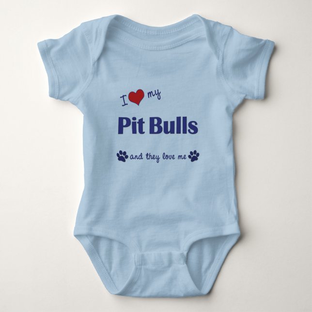 T-shirts Eu amo meus pitbull (os cães múltiplos) (Frente)