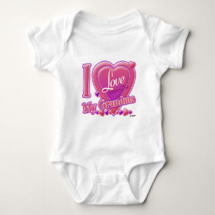 T-shirts Eu amo meus rosa da avó/roxo - coração