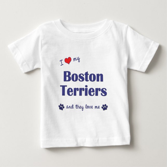 T-shirts Eu amo meus terrier de Boston (os cães múltiplos) (Frente)