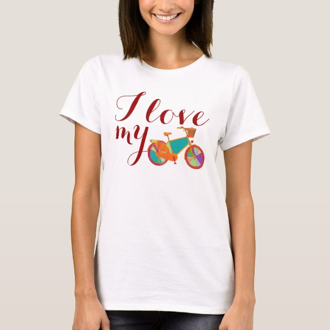 T-shirts 'eu amo minha BICICLETA' (Frente)