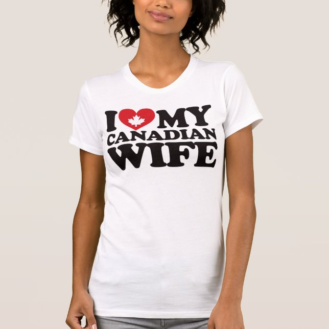 T-shirts Eu amo minha esposa canadense (Frente)