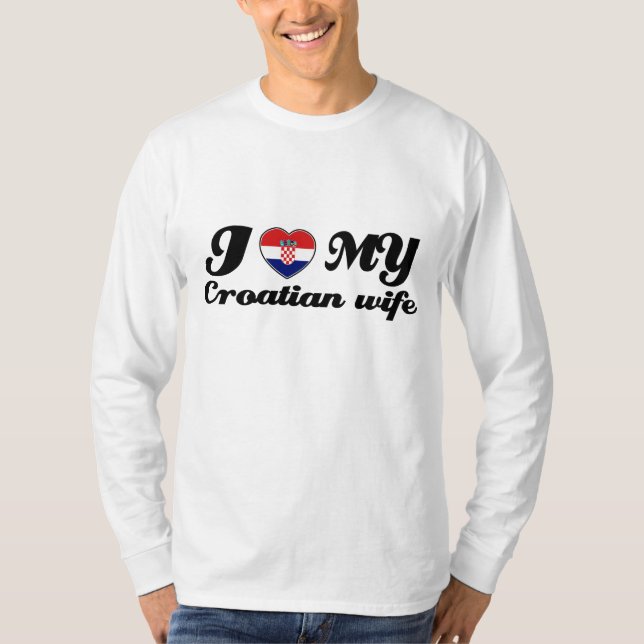 T-shirts Eu amo minha esposa croata (Frente)