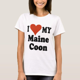 T-shirts Eu amo minha mercadoria do gato de racum de Maine