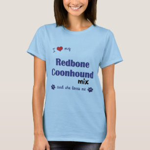 T-shirts Eu amo minha mistura do Coonhound de Redbone (o