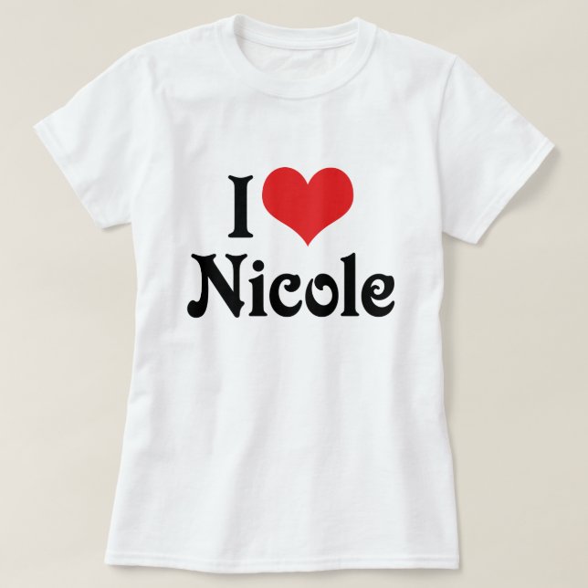 T-shirts Eu amo Nicole (Frente do Design)