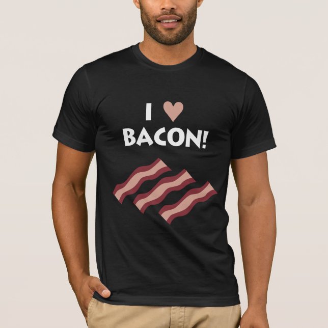 T-shirts Eu amo o bacon - T escuro (Frente)