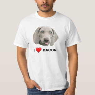 T-shirts Eu amo o bacon Weimaraner