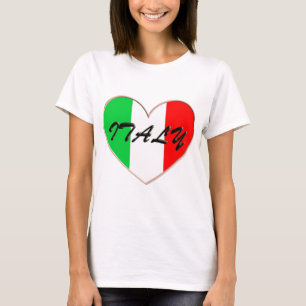 T-shirts Eu amo o coração e a bandeira de Italia