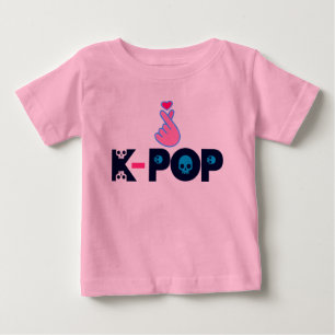 T-shirts ♥ Eu Amo o KPop Coreano-Estilo Adorável Dedo Cardí