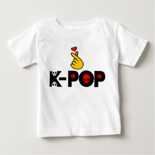T-shirts ♥ Eu Amo o KPop Coreano-Estilo Adorável Dedo Cardí
