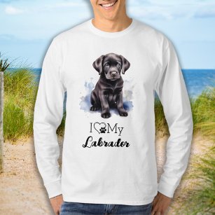 T-shirts Eu Amo O Meu Labrador - Cachorro Louco