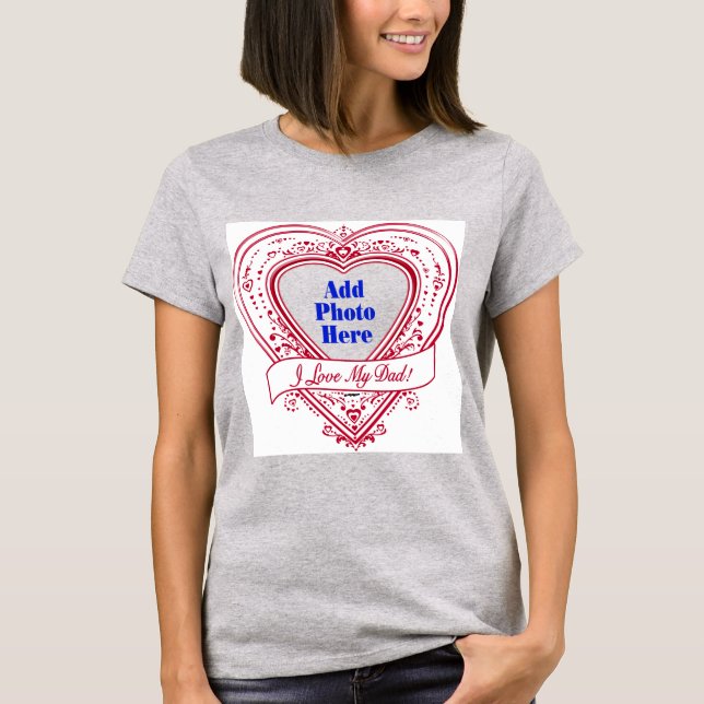 T-shirts Eu Amo O Meu Pai! Foto de Corações Vermelhos (Frente)