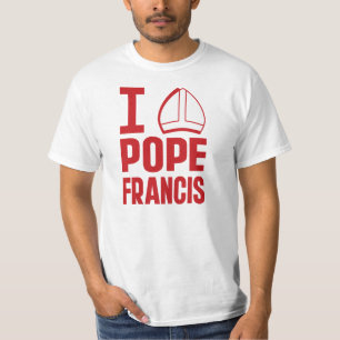 T-shirts Eu amo o papa Francis (o chapéu Pointy)