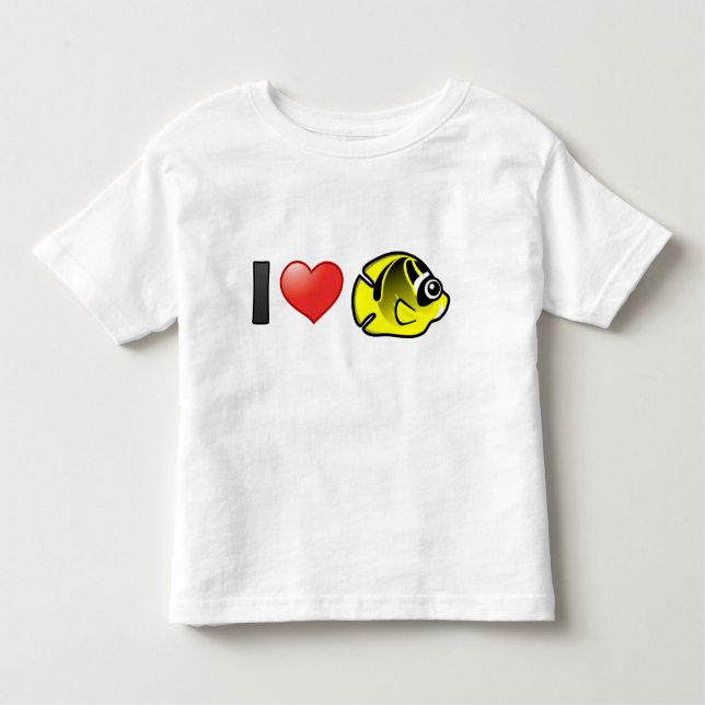 T-shirts Eu amo o peixe-borboleta Raccoon (Frente)