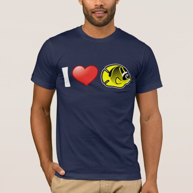 T-shirts Eu amo o peixe-borboleta Raccoon (Frente)