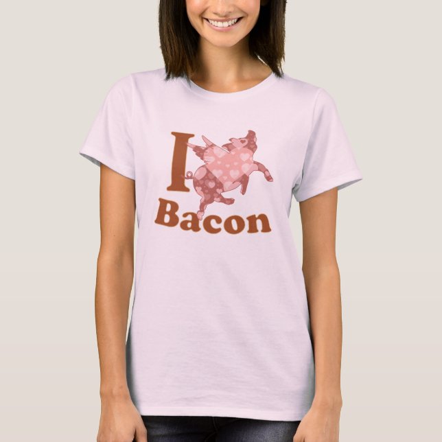 T-shirts EU AMO o porco do vôo do BACON (Frente)