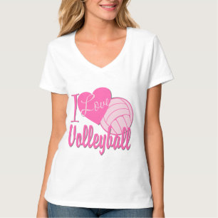T-shirts Eu amo o rosa do voleibol