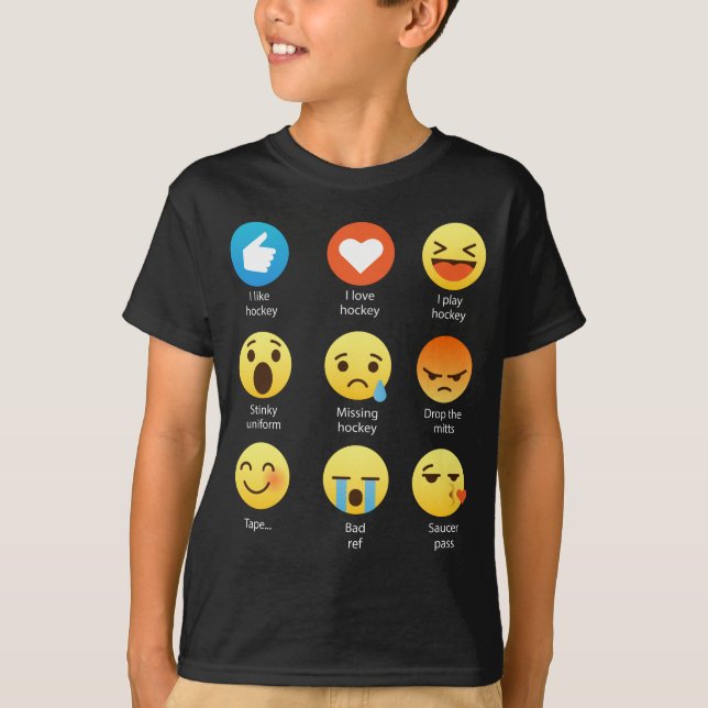 T-shirts Eu amo o Social do Emoticon do hóquei (emoji) (a (Frente)