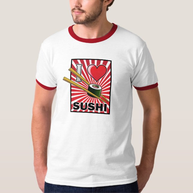 T-shirts Eu amo o sushi! (Frente)