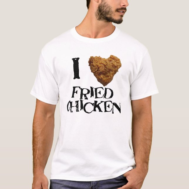 T-shirts Eu amo o T do frango frito (Frente)